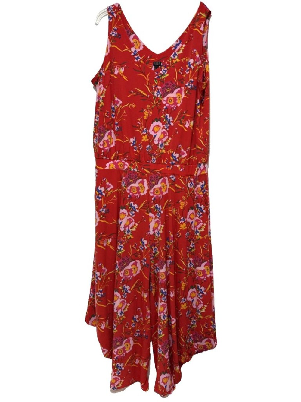 G.I.L.I. Red Jetsetter Floral Jumpsuit One Piece Womens Plus Size 1X